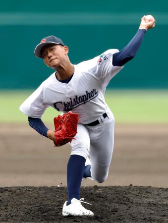 　明秀学園日立戦に先発した聖隷クリストファー・高部＝甲子園