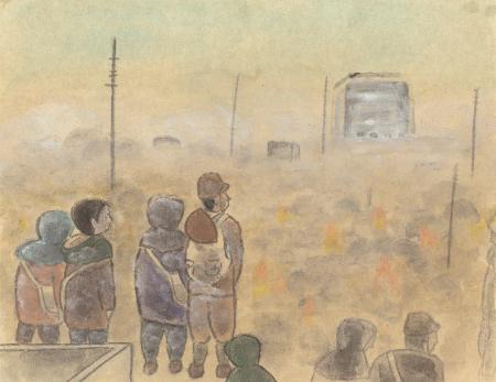 　仏画家豊田和子さんの画文集「記憶のなかの神戸　私の育ったまちと戦争」に描かれた作品（（Ｃ）Ｋａｚｕｋｏ　ＴＯＹＯＤＡ）
