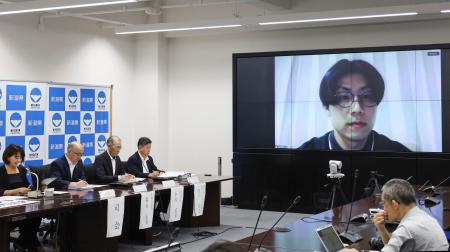 　東京電力柏崎刈羽原発の再稼働を巡り、開かれた公聴会＝２４日午後、新潟県庁