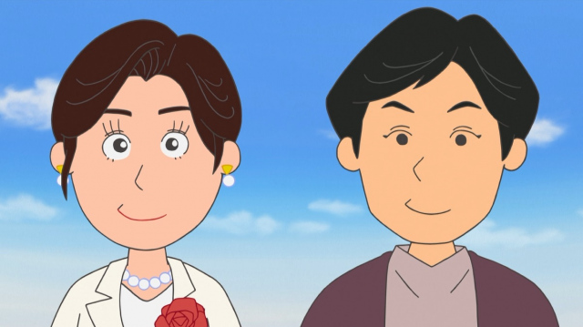 24日放送のテレビアニメ『サザエさん』に登場する（左から）藤原紀香、片岡愛之助（C）長谷川町子美術館