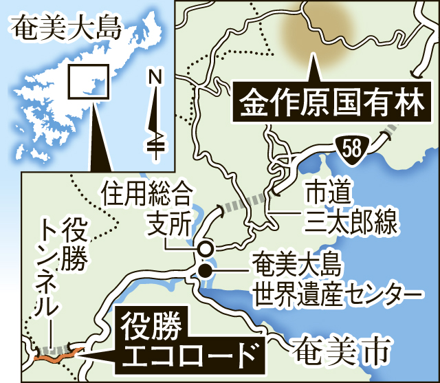 地図・金作原国有林と役勝エコロード