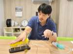 電源を使わず、足で踏みながら使える吸引器＝鹿児島市のらしさ保育園いろどり