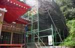 本殿の修理が進められている住吉神社＝曽於市末吉町二之方