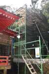本殿の修理が進められている住吉神社＝曽於市末吉町二之方
