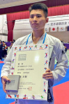 少年男子組手個人５位の前田大智（鹿城西高）＝鳥栖市民体育館