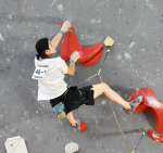 スポーツクライミング成年男子決勝、鹿児島・土肥のリード＝九州クライミングベースＳＡＧＡ