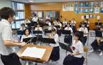 全国大会を控え、練習に熱が入る亀津中学校吹奏楽部＝徳之島町亀津