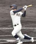 １回表神村無死、今岡が左越え本塁打を放つ＝長崎県諫早市のたちばなしんきんフィールド・オブ・ドリームス
