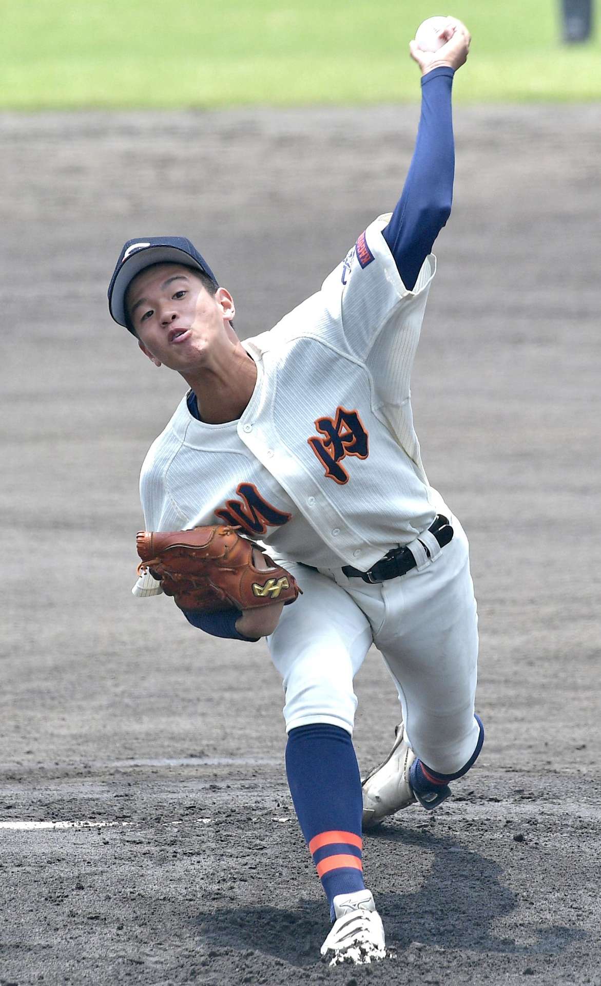 枕崎戦に登板し被安打２で完投した川内の堀之内悠樹投手