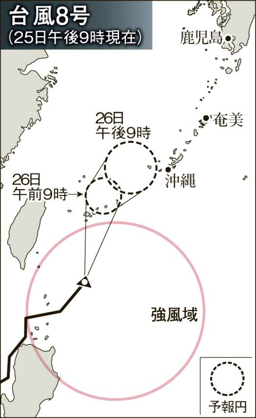 〈関連〉台風８号の進路予想図を確認する