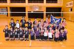 全国大会と九州大会にそれぞれ挑む盈進排球団（右）と盈進女子スポーツ少年団のメンバー＝さつま町宮之城屋地
