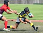 後半、トライを決める鹿玉龍の中澤＝県立サッカー・ラグビー場