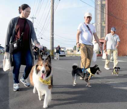合同でパトロールするいぶすきわんパト隊の隊員ら＝指宿市十町