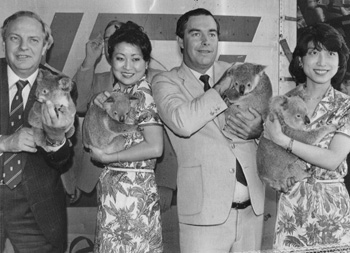 昭和６０年５月１４日、コアラの花嫁４匹が無事日本に到着。紙面では「平川動物公園の『はやと』『ネムネム』の花嫁となる雌コアラがカンタス航空便で成田空港経由、鹿児島空港に到着した。受け取りのため訪豪していた赤崎義則市長とマケクニー州観光相らとともに、鹿児島入りした４匹を、関係者ら１００人が同空港で出迎えた。平川動物公園では引き渡し式も行われ、近くの保育園児らが熱烈歓迎。一般公開も行われた」と伝えている。