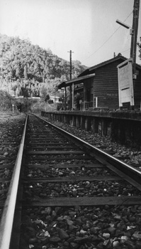昭和６０年１月、かつての“黄金の日々”をしのばせる国鉄山野線の布計駅舎。当時の紙面には、戦前は月間産金量１００キログラムを記録し、従業員も９００人いた布計鉱山。布計駅は山野線沿線で乗降客数第１位だった。戦後昭和４６年に採掘が再開されたが、５２年に閉山された。金鉱山の盛衰を見守ってきた布計駅。“黄金の日々”には予想だにしなかった山野線の廃止が現実のものになろうとしている、と紹介されている。