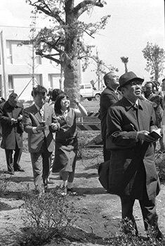 昭和５３年４月３日、鹿児島大学歯学部で自分の受験番号を見つけて大喜びの受験生。紙面では「歯学部は今回が初めての試験。受験生が全国から集まったため競争倍率が１０．２５倍と非常に高く、県外の受験者は鹿児島にいる友人や親類に頼んで発表をみてもらうなど万全の備えをとっていた」と報じている。